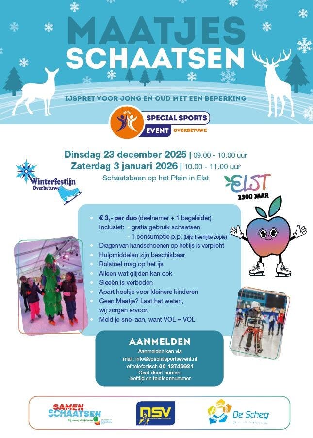 Maatjesschaatsen op de ijsbaan in Elst