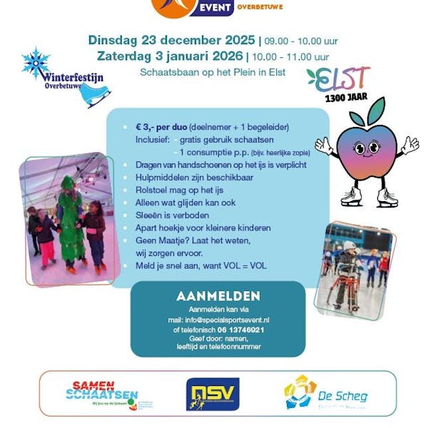 Maatjesschaatsen op de ijsbaan in Elst