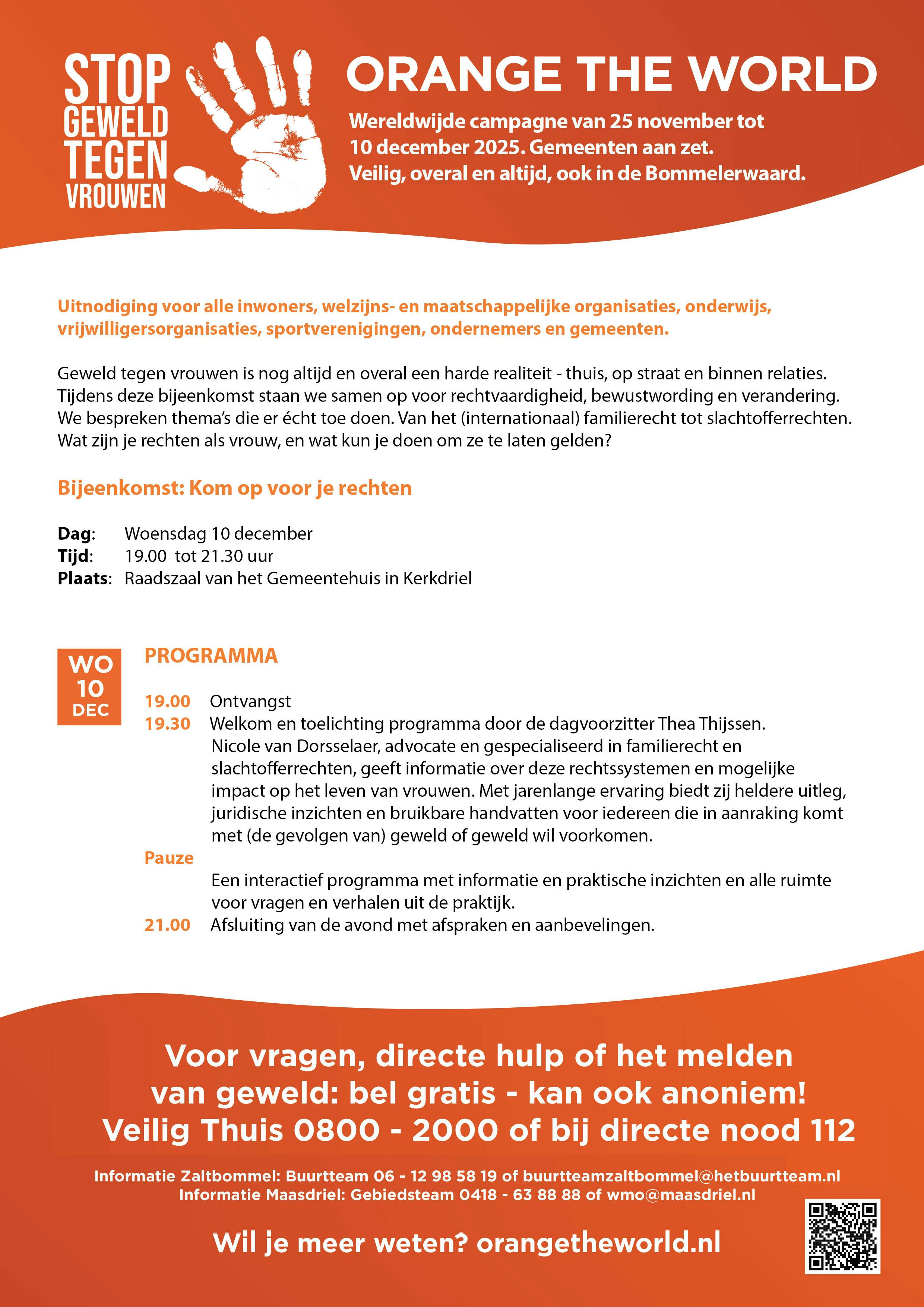 Orange the World bijeenkomst: Kom op voor je rechten – 10 december