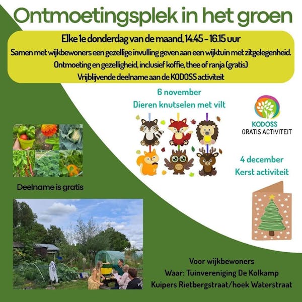 Kerstactiviteit bij Tuinvereniging De Kolkamp op 4 dec 14.45 -16.15 uur