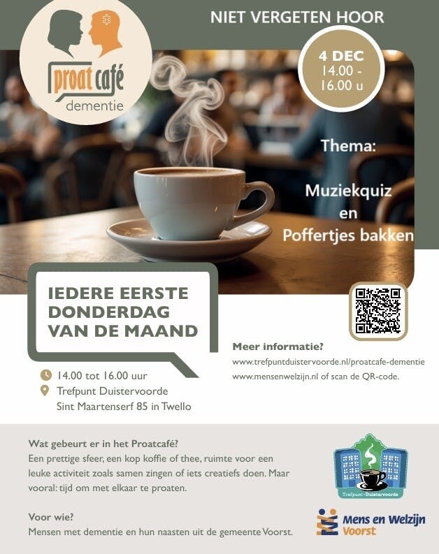 Proatcafé Dementie: Poffertjespraat & Muziekpret! 