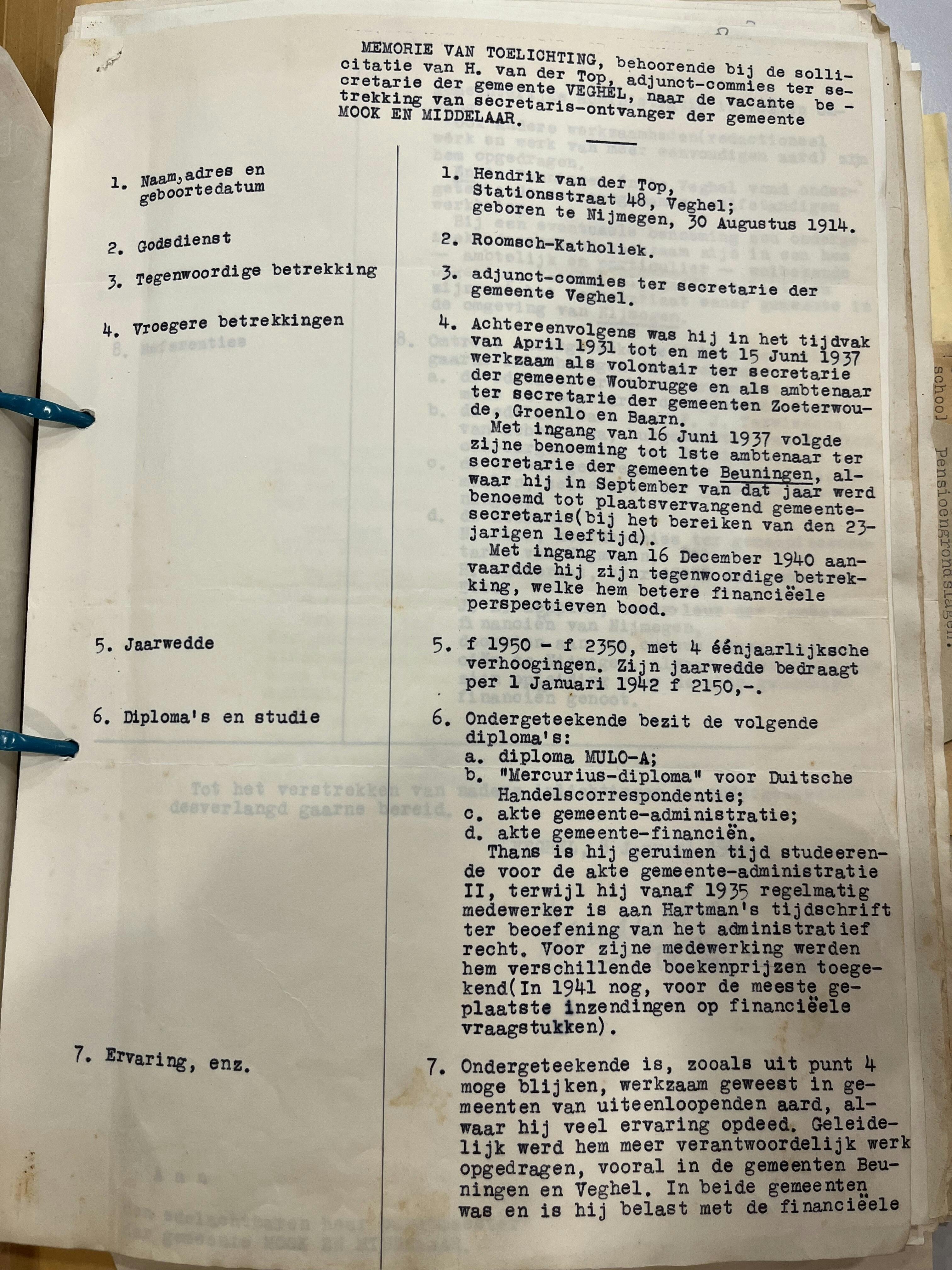 Hendrik van der Top, de secretaris onder burgemeester Sengers