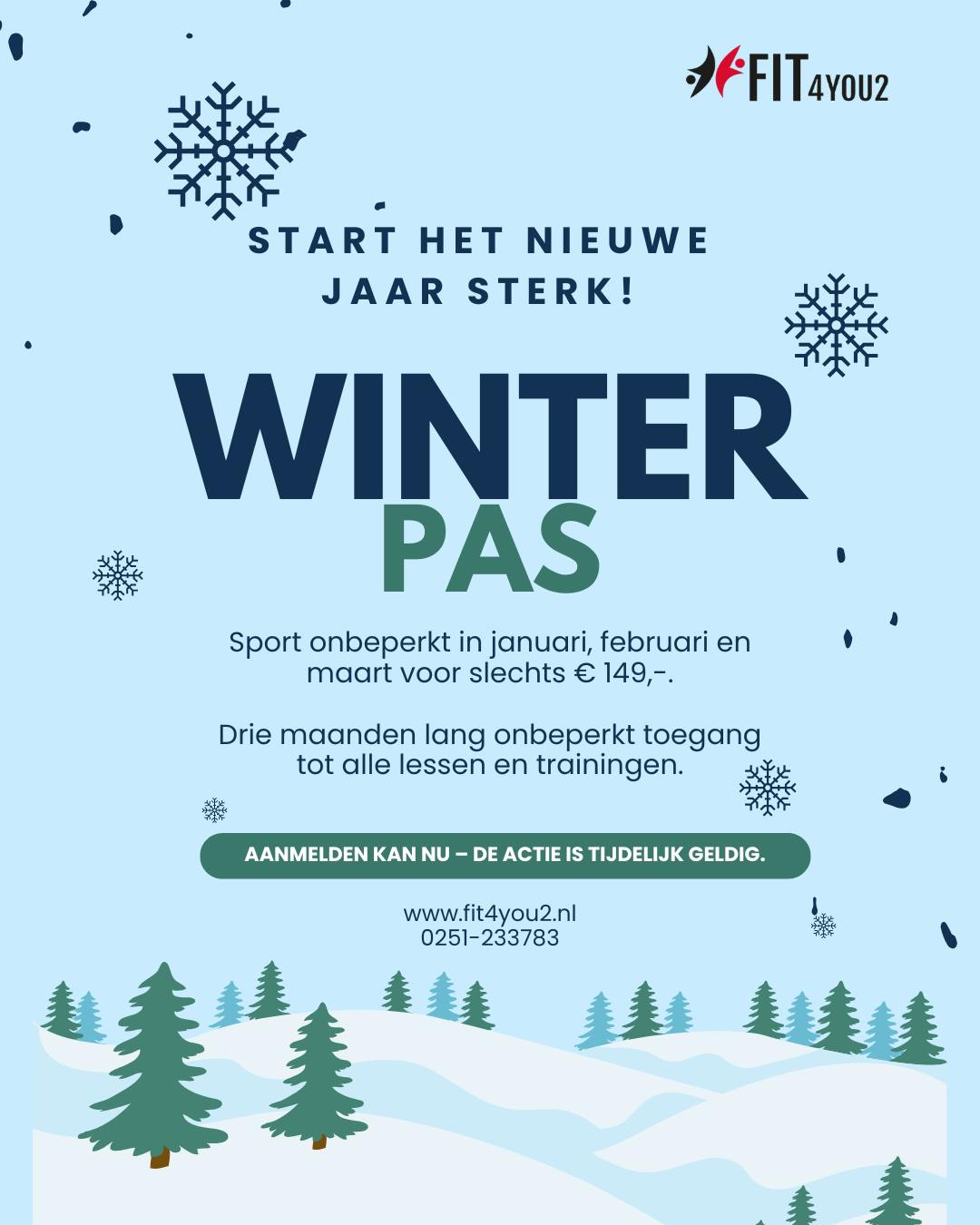 ACTIE! Winterpas van Fit4you2 - 3 maanden onbeperkt sporten