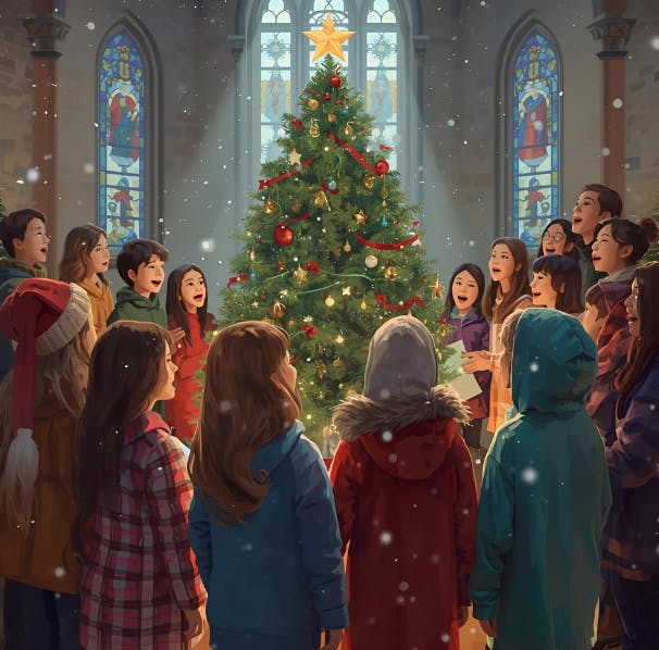 Zingen bij de Kerstboom op 22 december