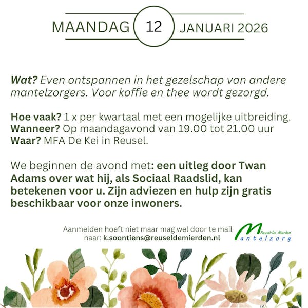 Mantelzorgcafé 12 januari 2026