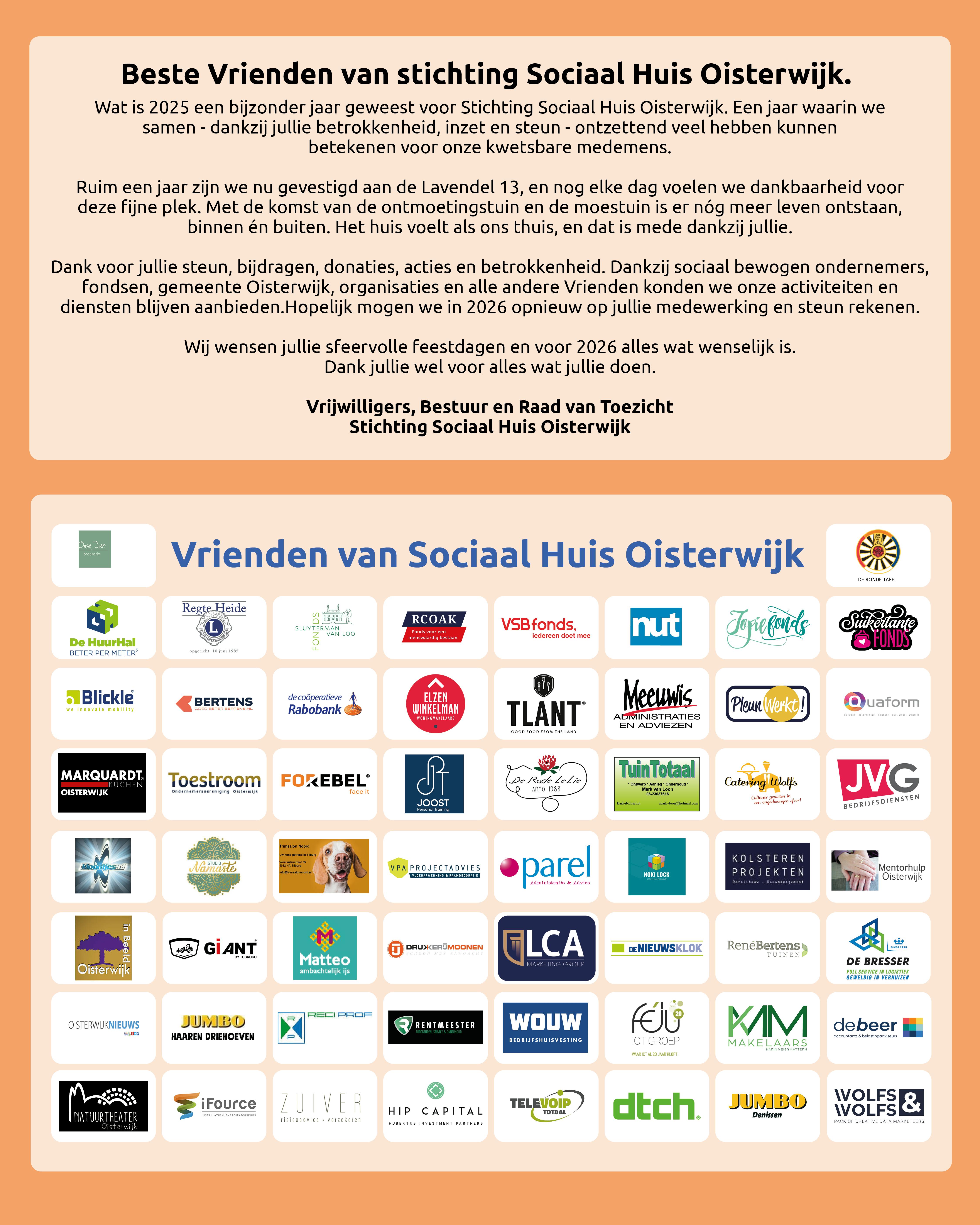 Bedank woordje voor Vrienden van Sociaal Huis 