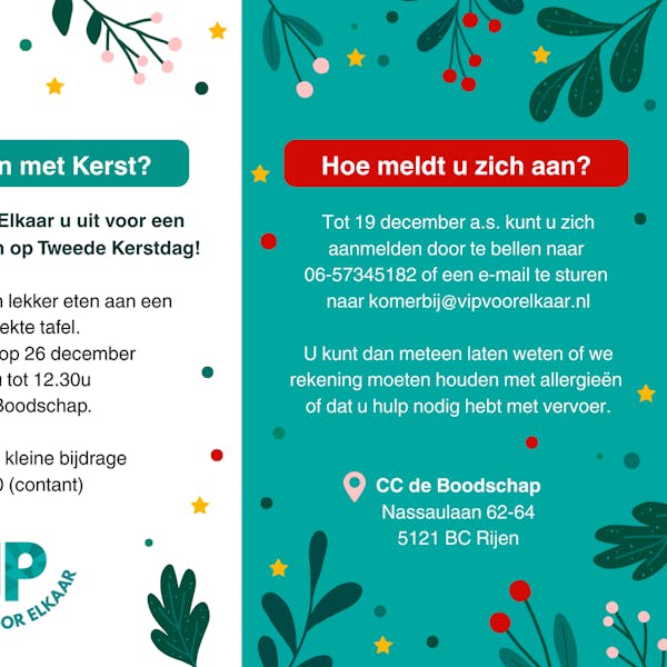 VIPvoorElkaar organiseert Kerstbrunch
