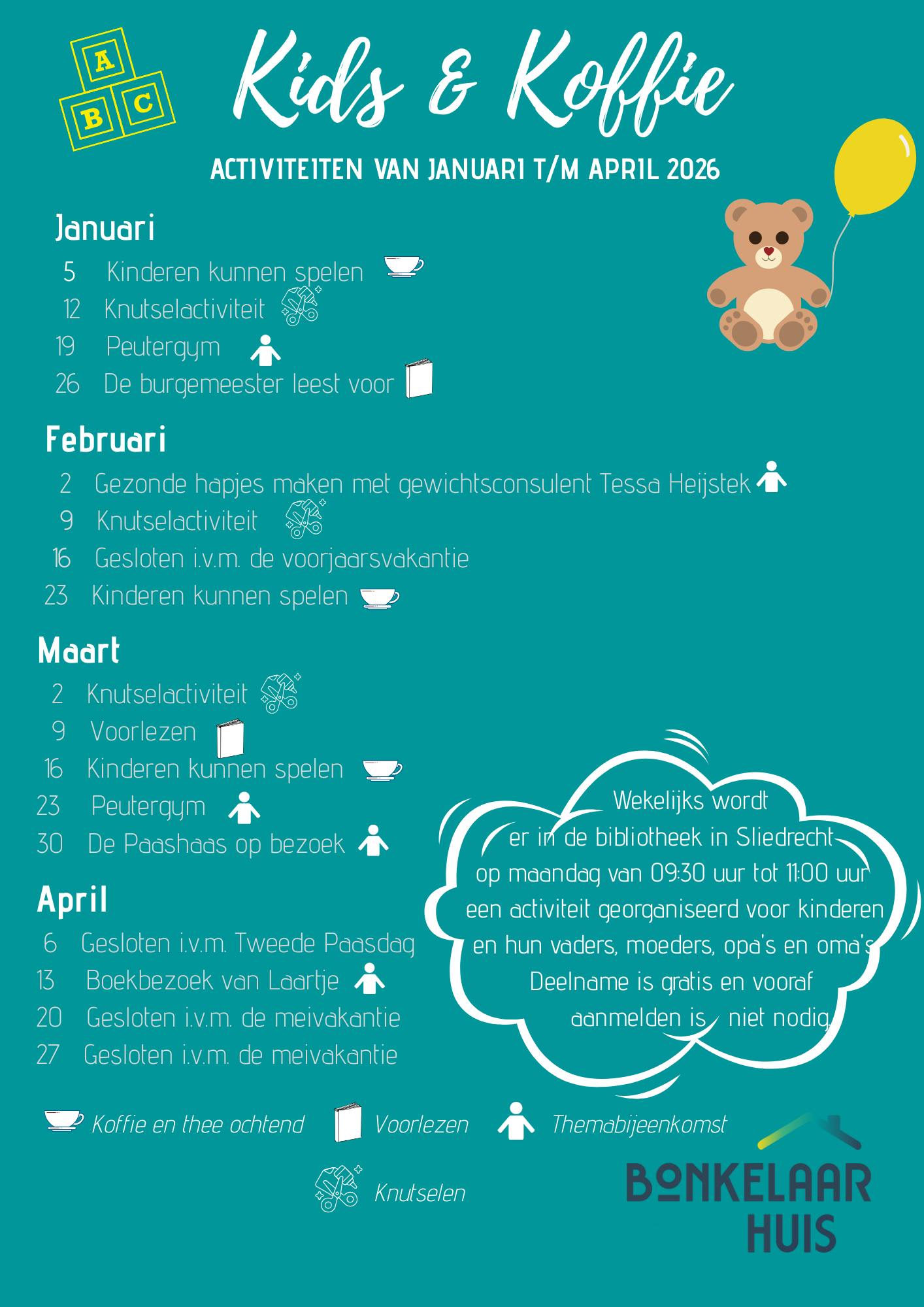 Kids & Koffie - activiteiten van januari t/m april 2026