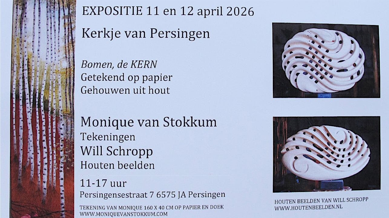 Expositie 'De kern' - tekeningen en houten beelden in het Kerkje van Persingen
