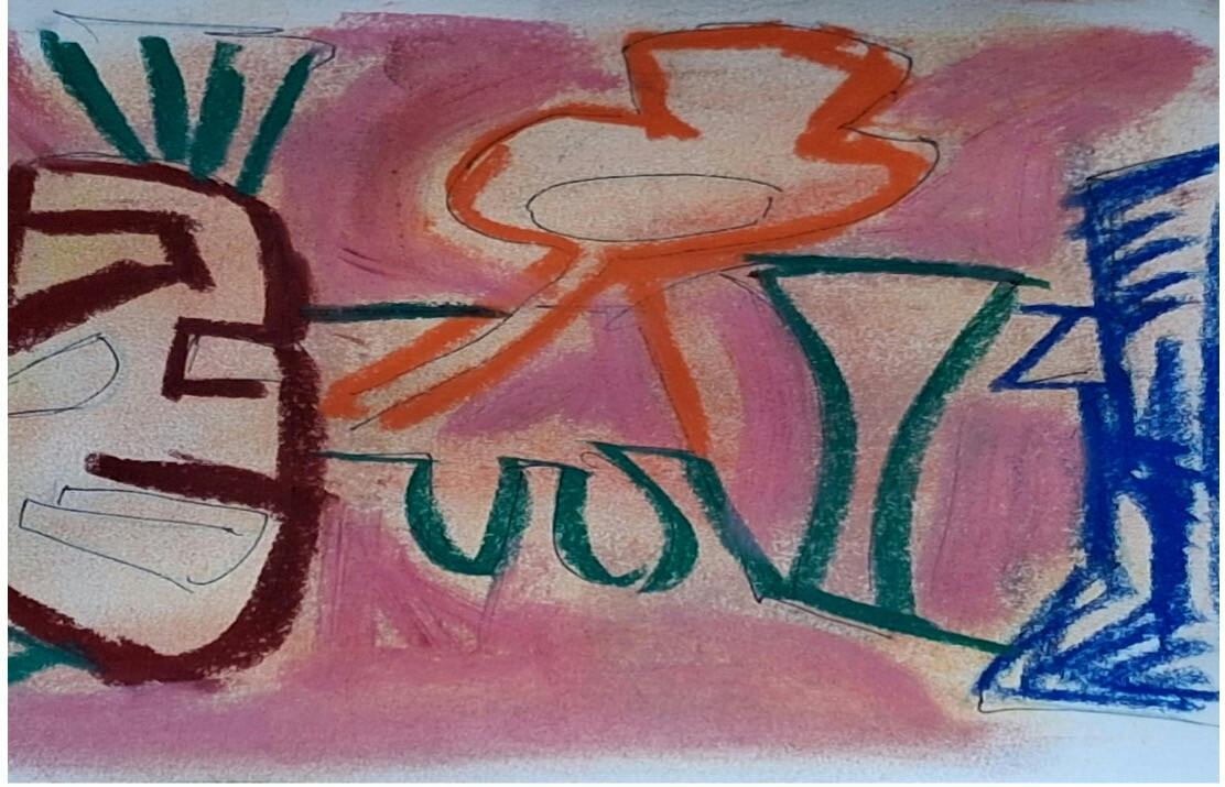 ‘Kunst’werk met pastelkrijt door Phil Poffé